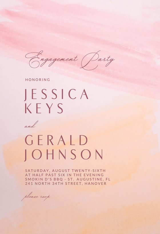 Pink brush blush Engagement Party Invitation Template (Free